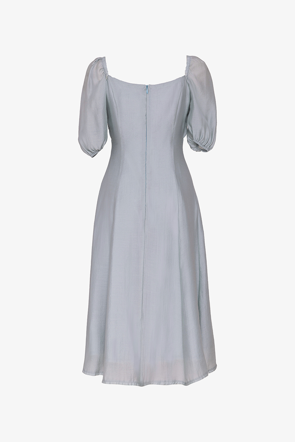 Đầm xòe công sở ngực xếp ly tay phồng 