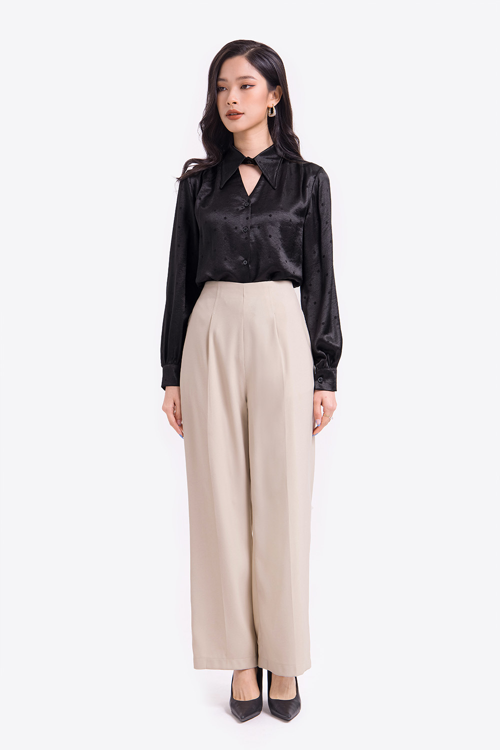 Áo sơ mi công sở lụa dài tay 