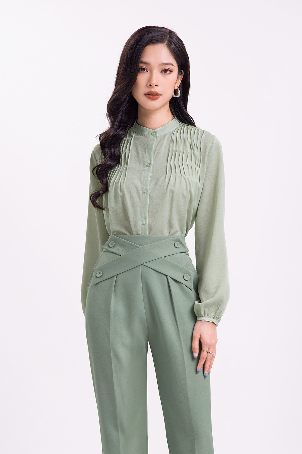 Quần tây nữ công sở đai cách điệu 