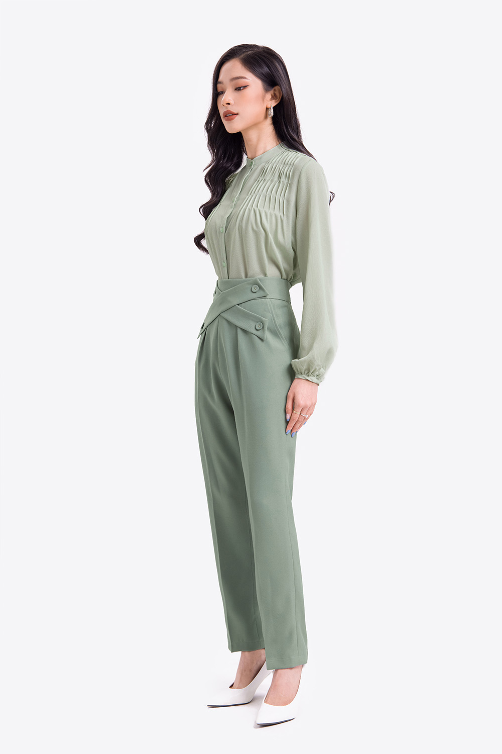 Quần tây nữ công sở đai cách điệu 