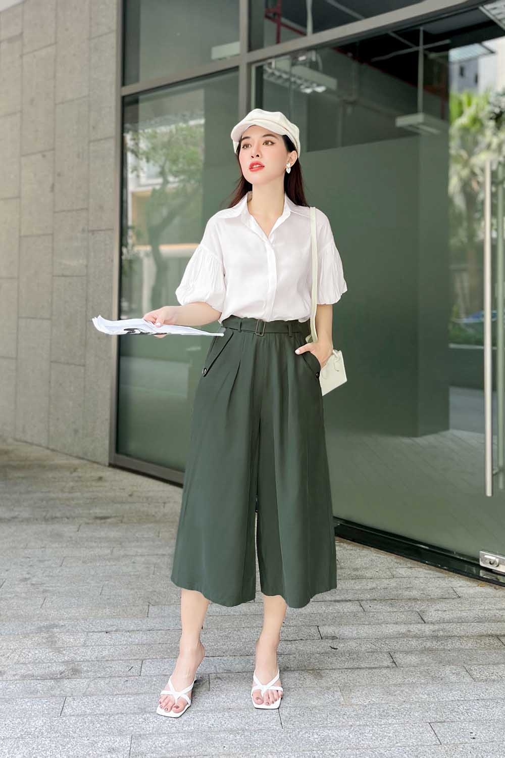 Quần Culottes Nữ Cạp Cao Dây Eo Ống Rộng Vải Tuyết Mưa 2 Màu giá sỉ, giá  bán buôn - Thị Trường Sỉ