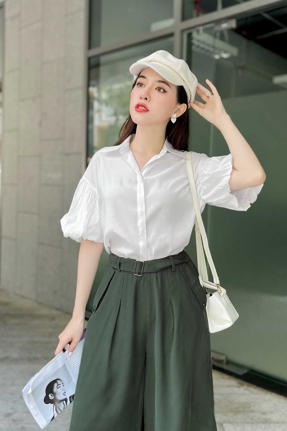 Áo sơ mi trắng công sở tay phồng 