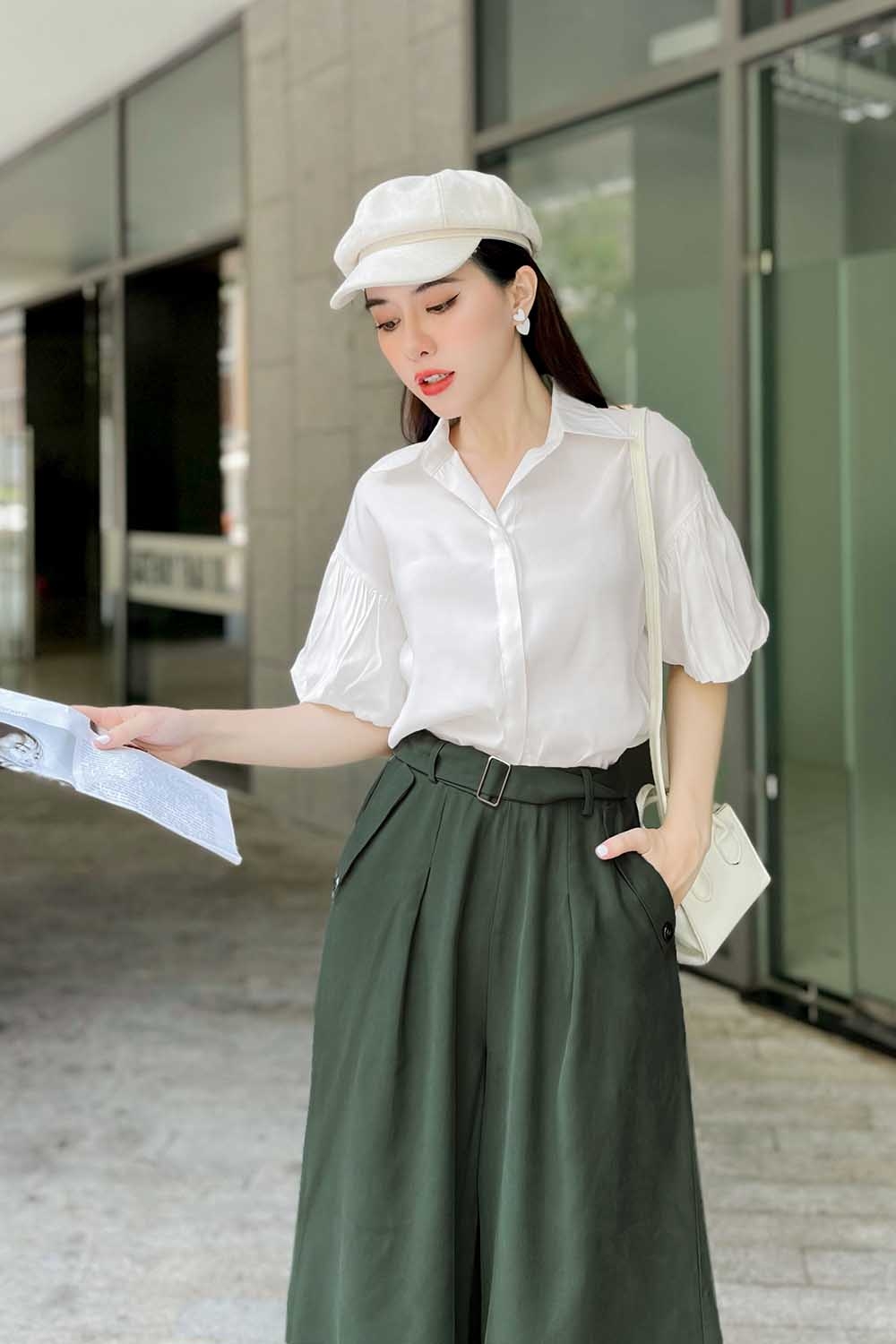 Áo sơ mi trắng công sở tay phồng 