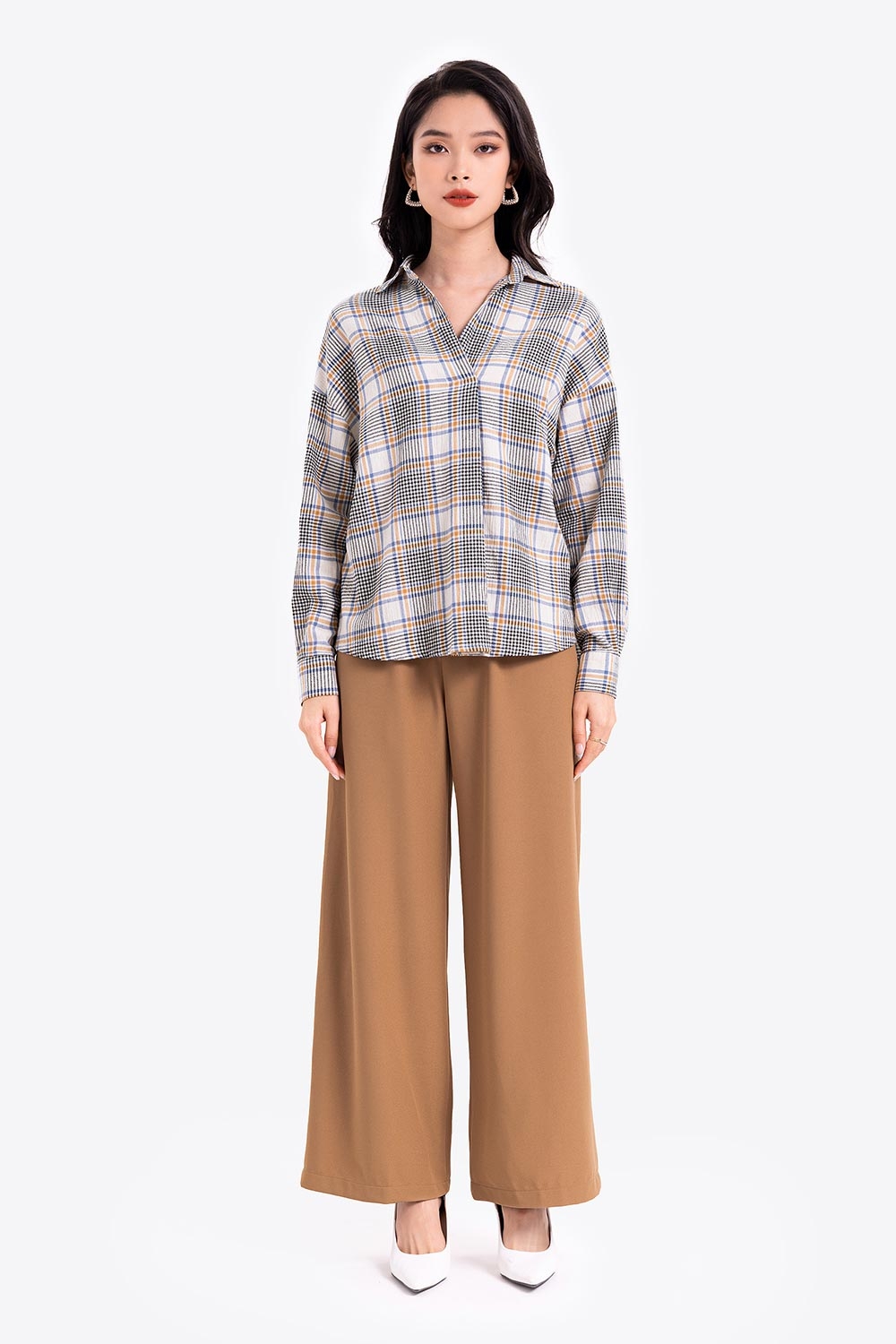 Quần ống suông công sở màu nâu 