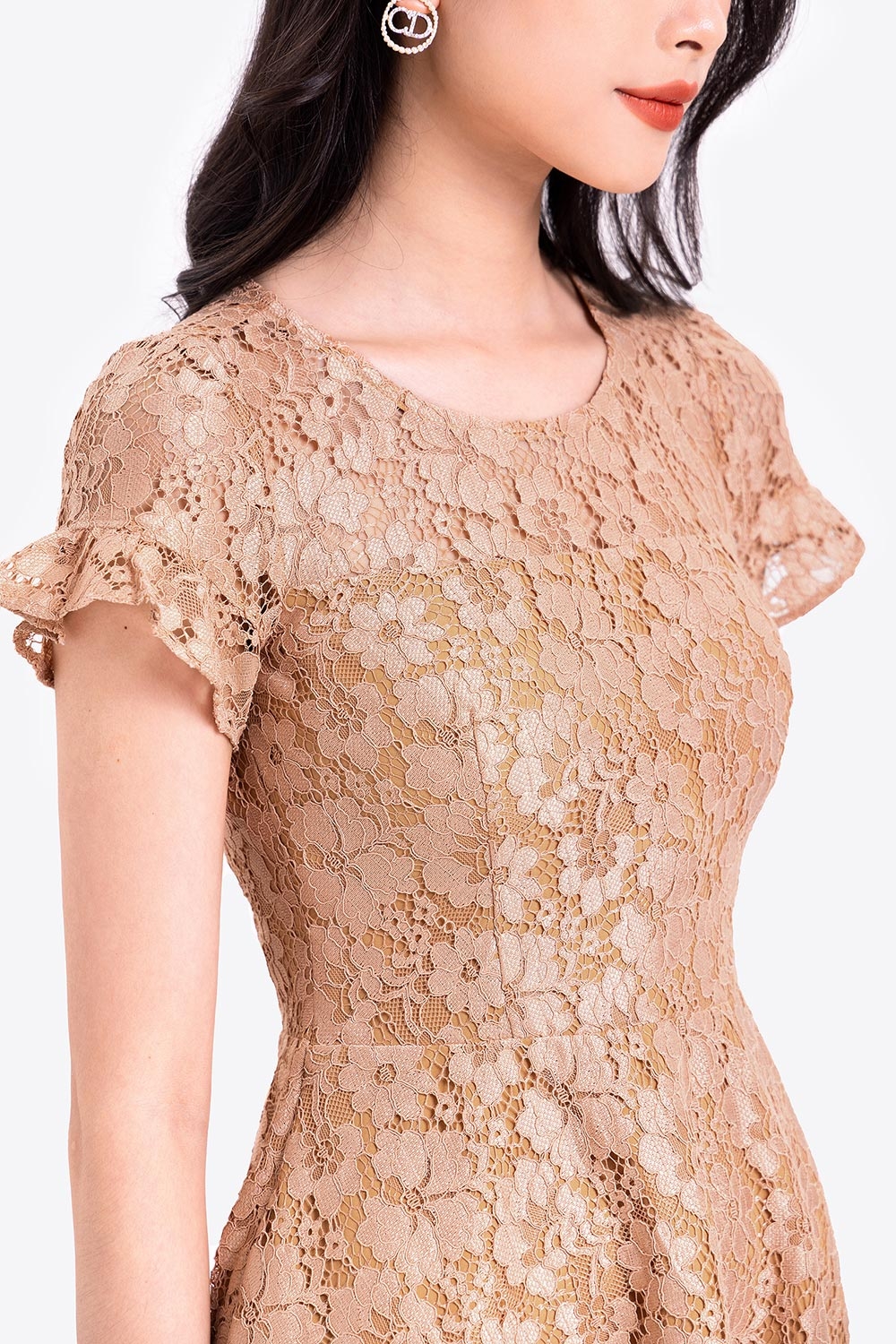 Đầm ren công sở dáng xòe 