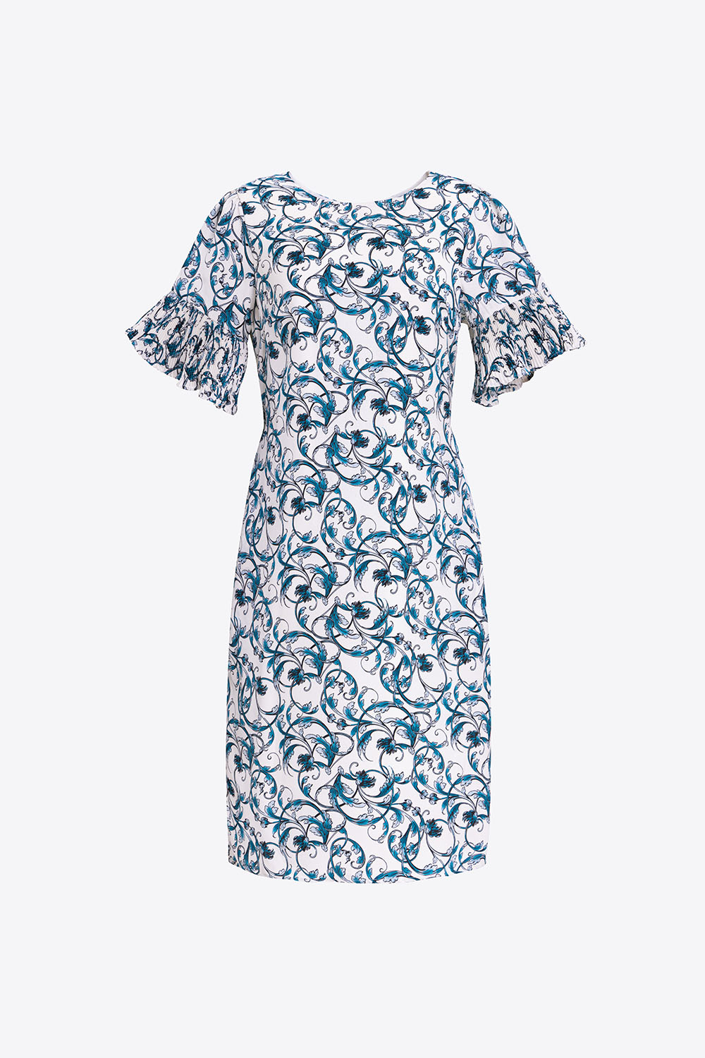 Đầm công sở nữ họa tiết eo thắt nơ 