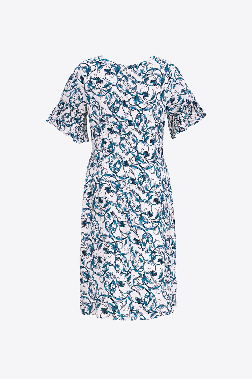 Đầm công sở nữ họa tiết eo thắt nơ 