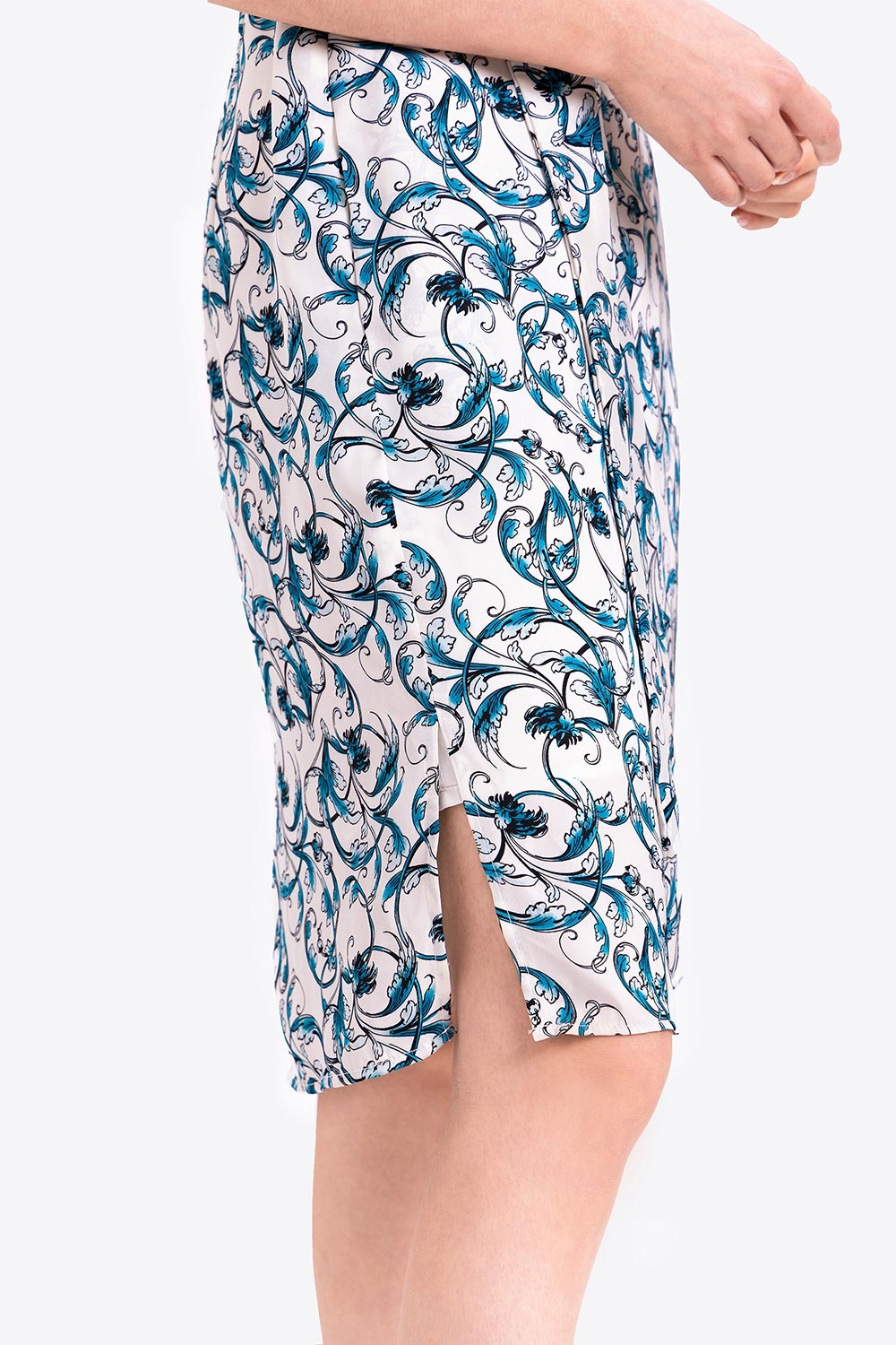 Đầm công sở nữ họa tiết eo thắt nơ 