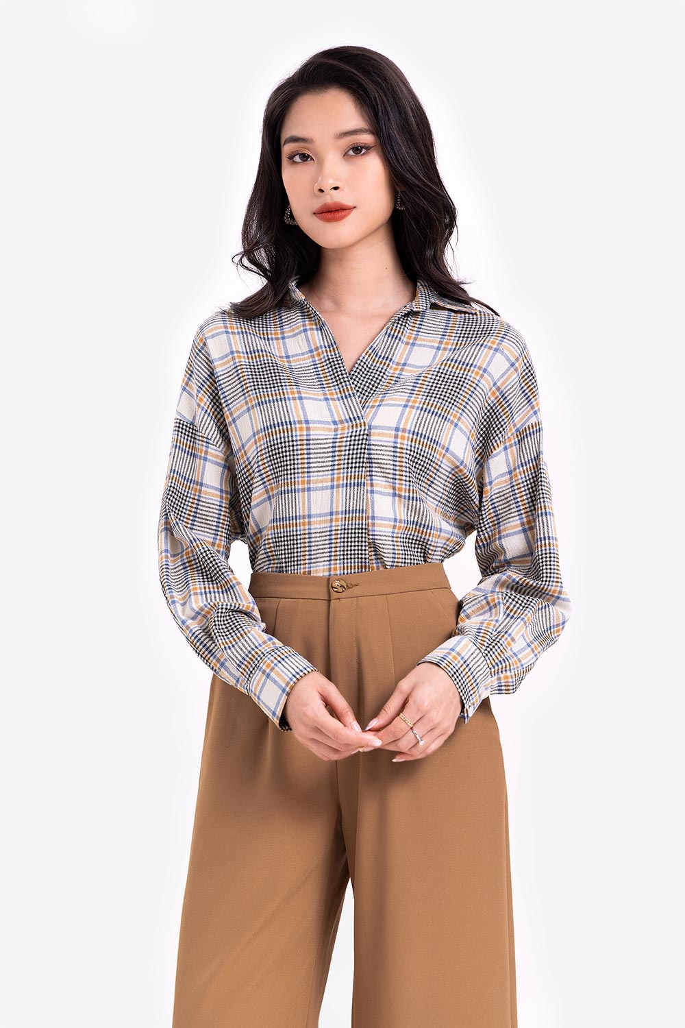 Quần ống suông công sở màu nâu 