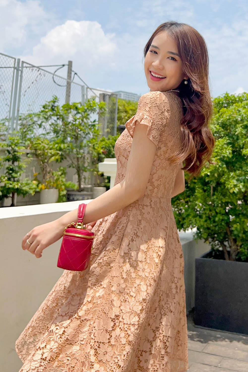 Đầm ren công sở dáng xòe 