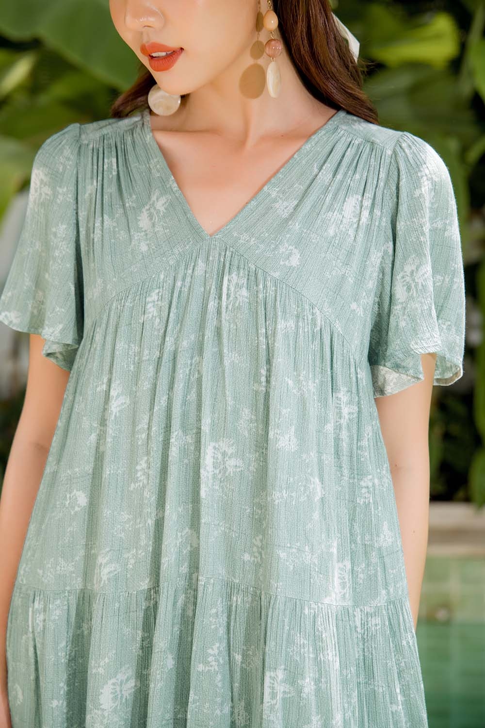 Đầm suông babydoll hoa nhí giấu bụng 