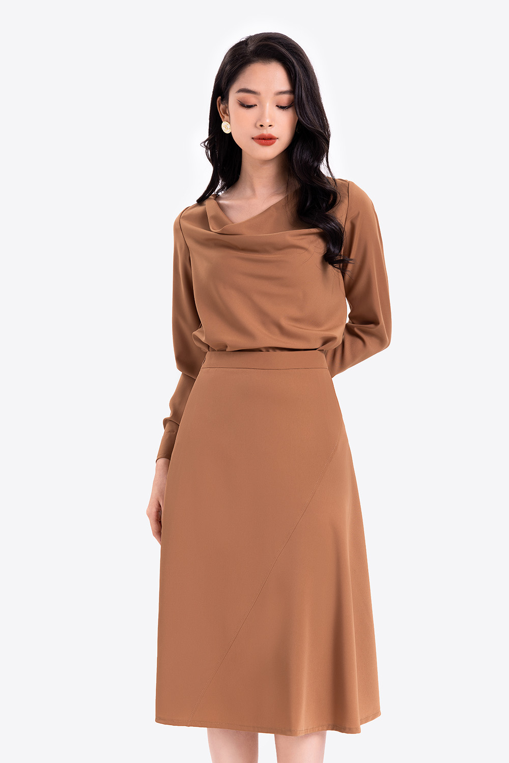 Áo kiểu nữ cổ đổ tay dài 