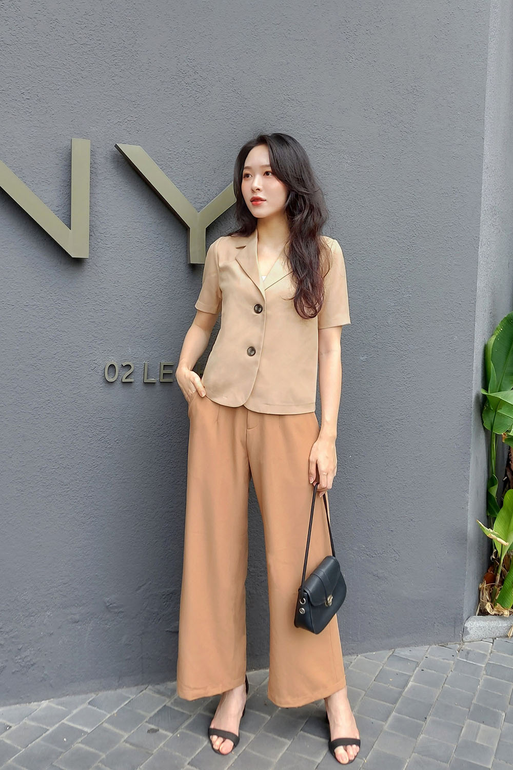 Quần ống suông công sở màu nâu 