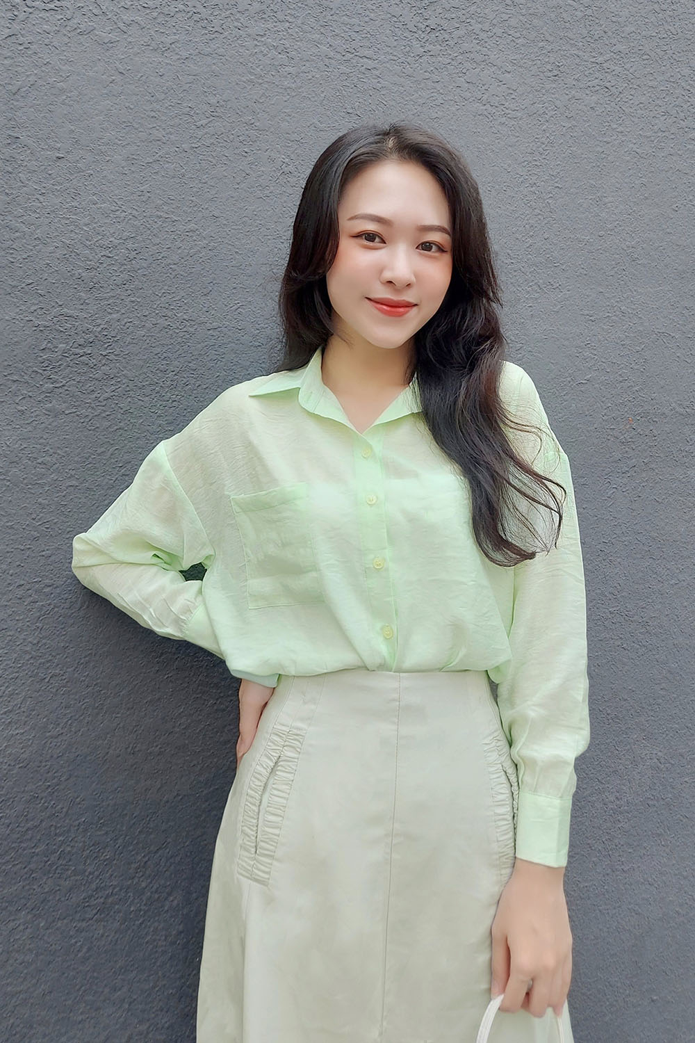 Áo sơ mi công sở xanh pastel 