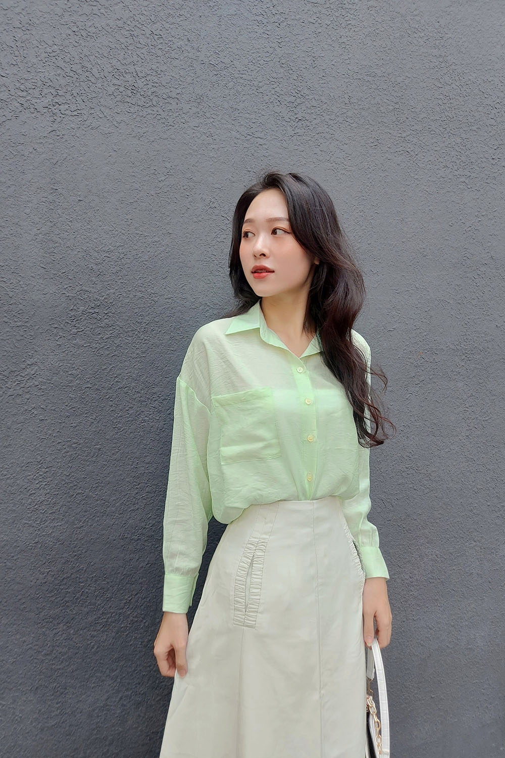 Áo sơ mi công sở xanh pastel 