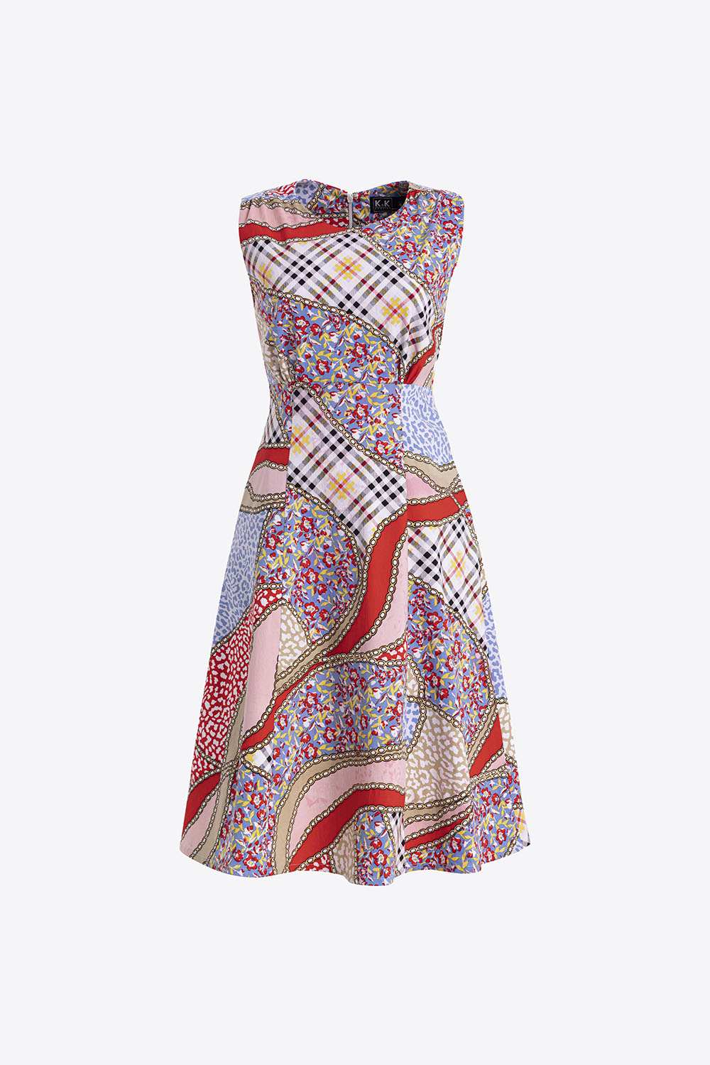 Đầm xòe sát nách họa tiết 