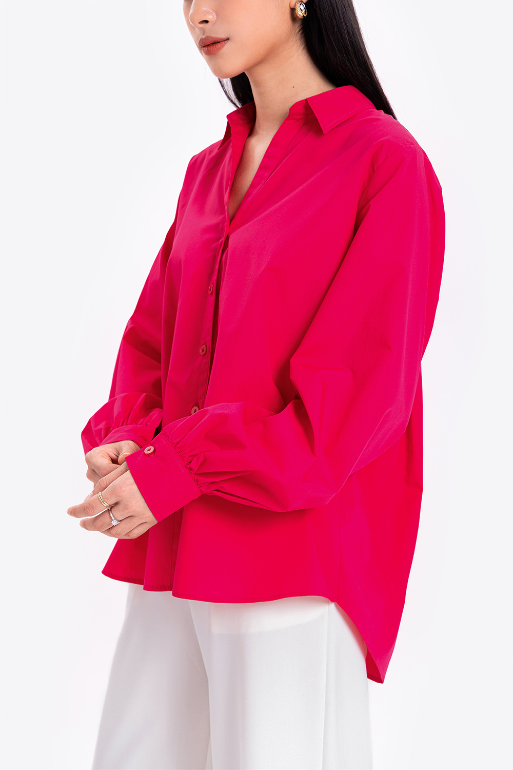 Áo sơ mi nữ hàn quốc màu hồng 