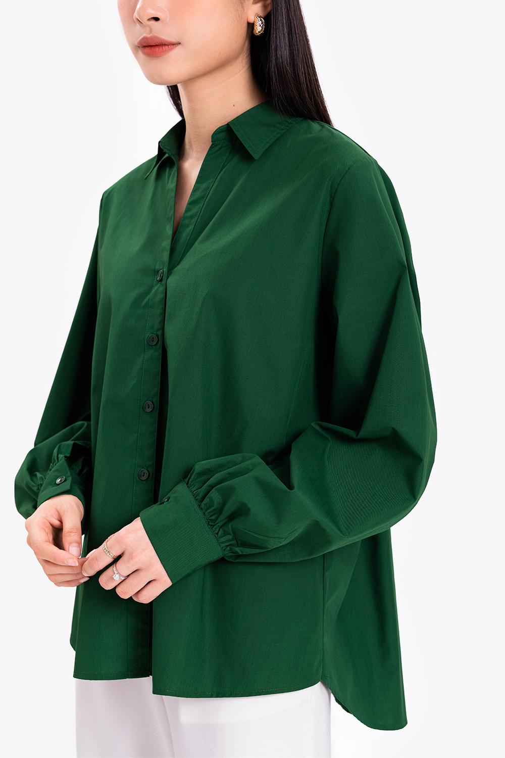 Áo sơ mi nữ hàn quốc xanh lá