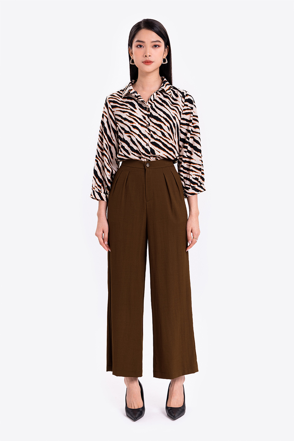 Áo sơ mi nữ công sở họa tiết beo