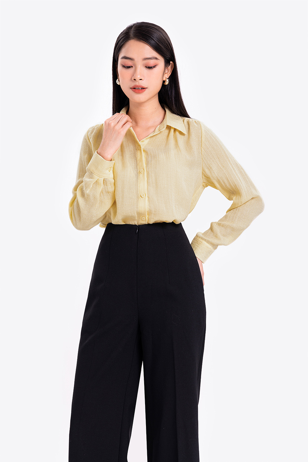 Áo sơ mi đũi công sở tay dài 