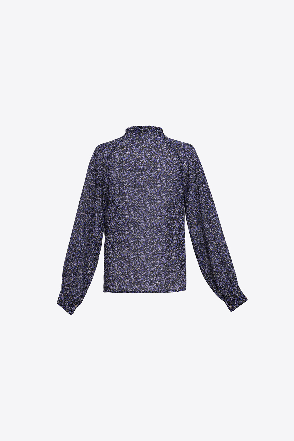 Áo sơ mi nữ voan hoa phối nơ cổ 