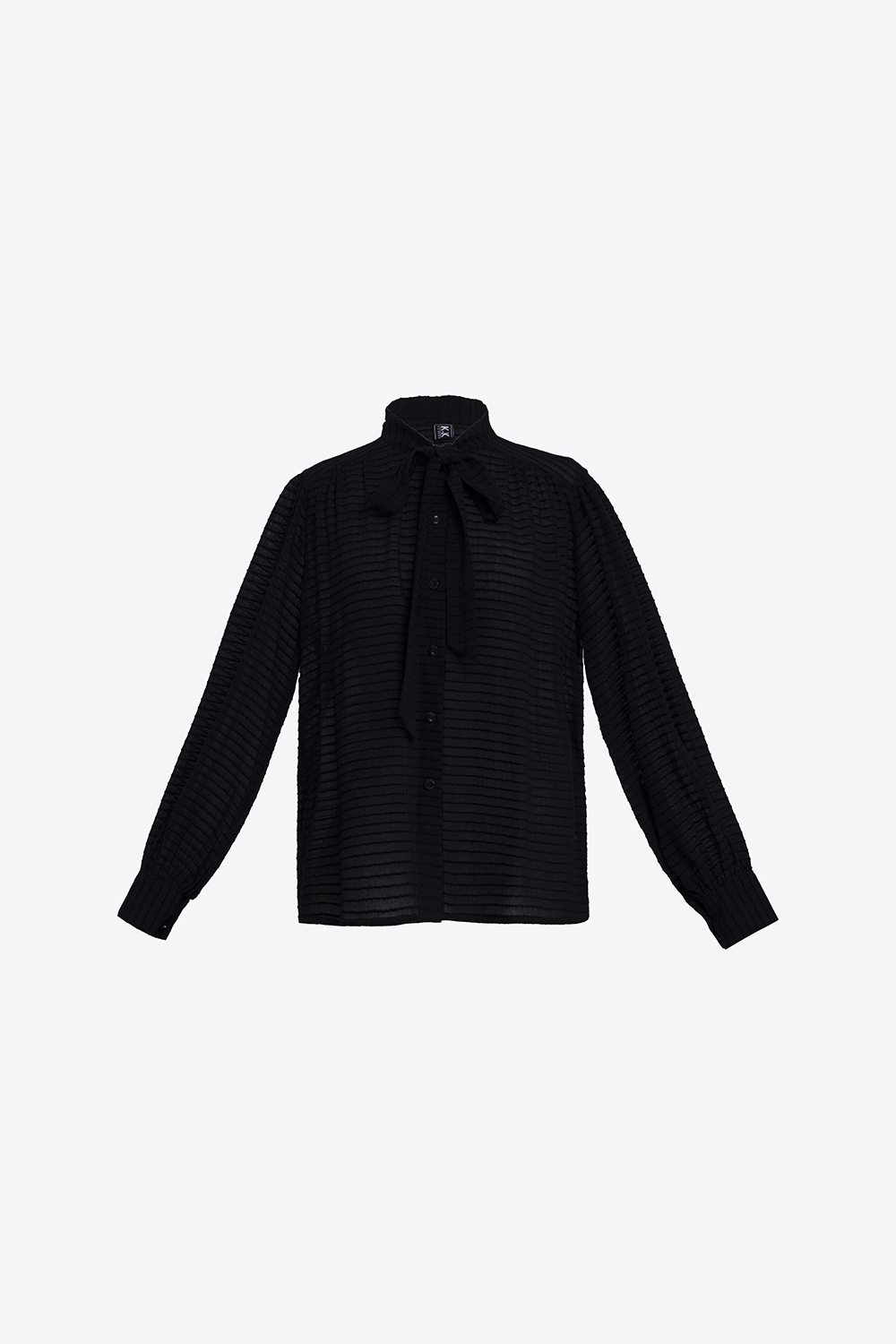 Áo sơ mi đen công sở cổ thắt nơ 