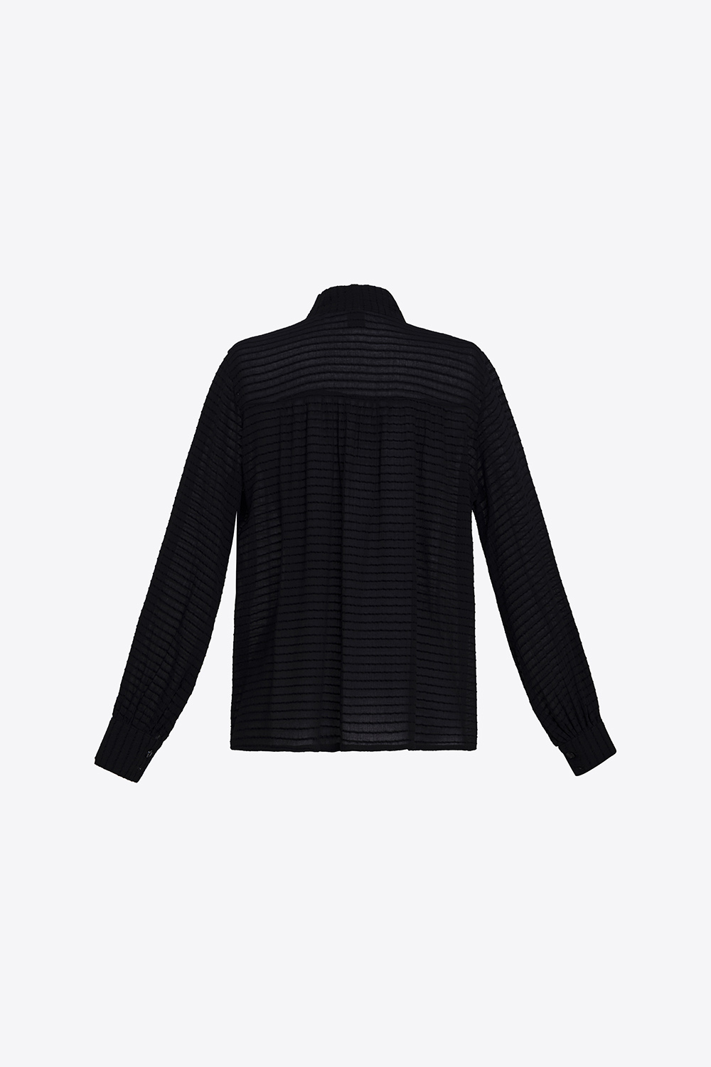 Áo sơ mi đen công sở cổ thắt nơ 