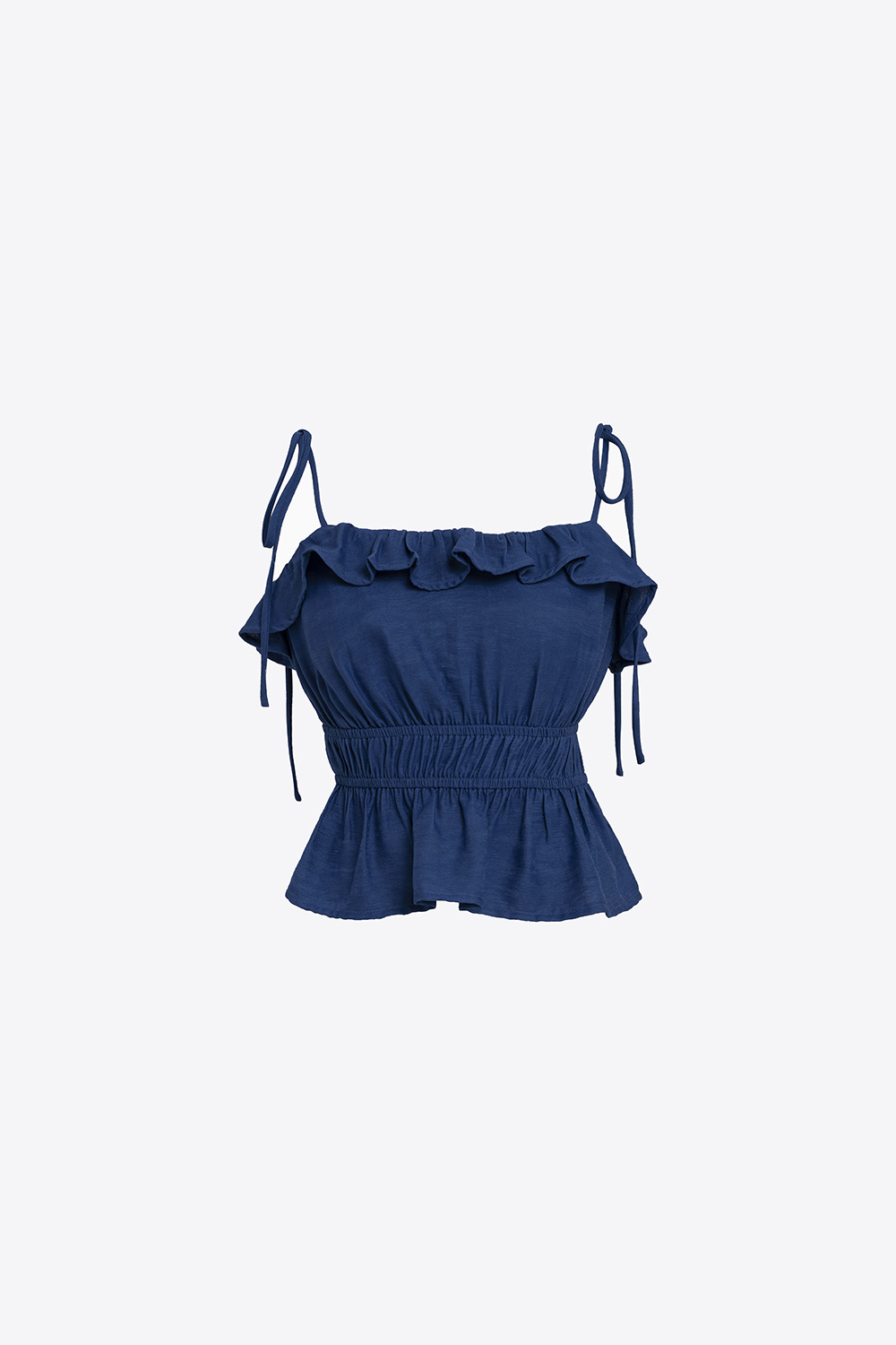 Áo 2 dây màu xanh nhún bèo 