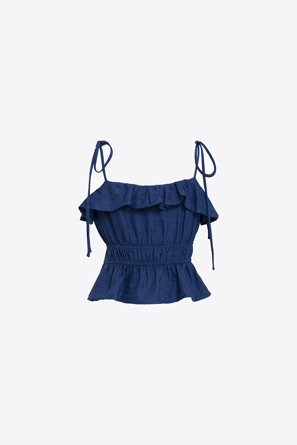 Áo 2 dây màu xanh nhún bèo 