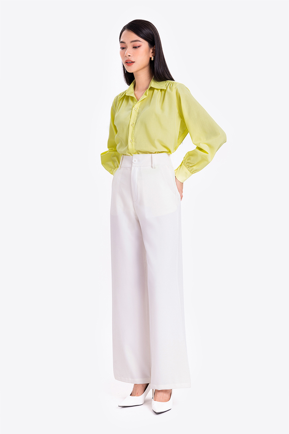 Áo sơ mi nữ công sở màu vàng 