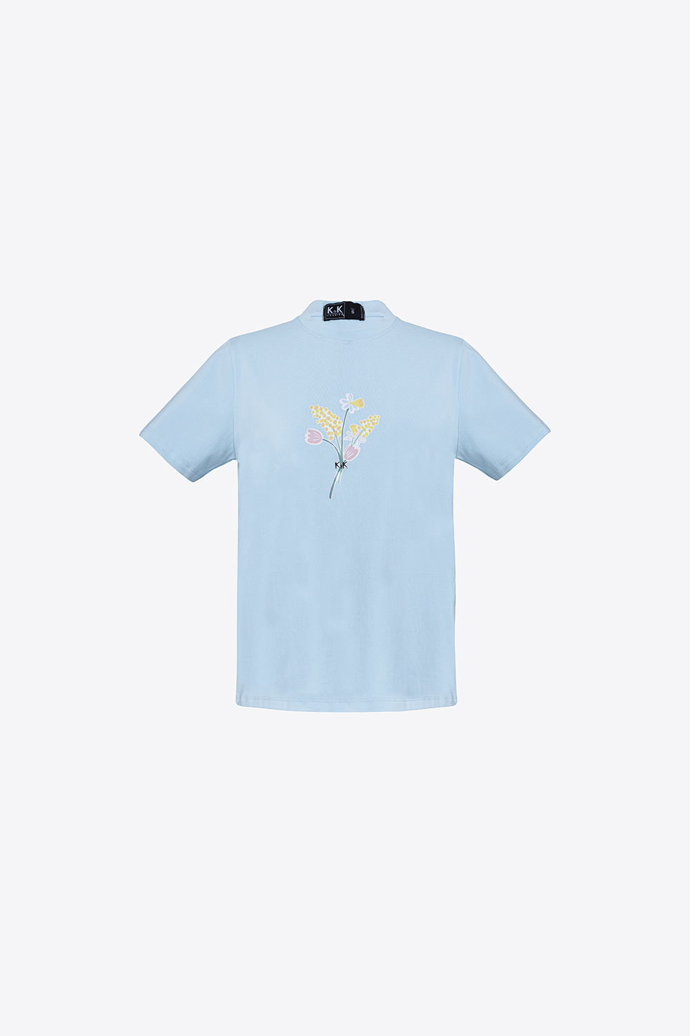 Áo thun nữ trơn màu in hoa đơn giản 