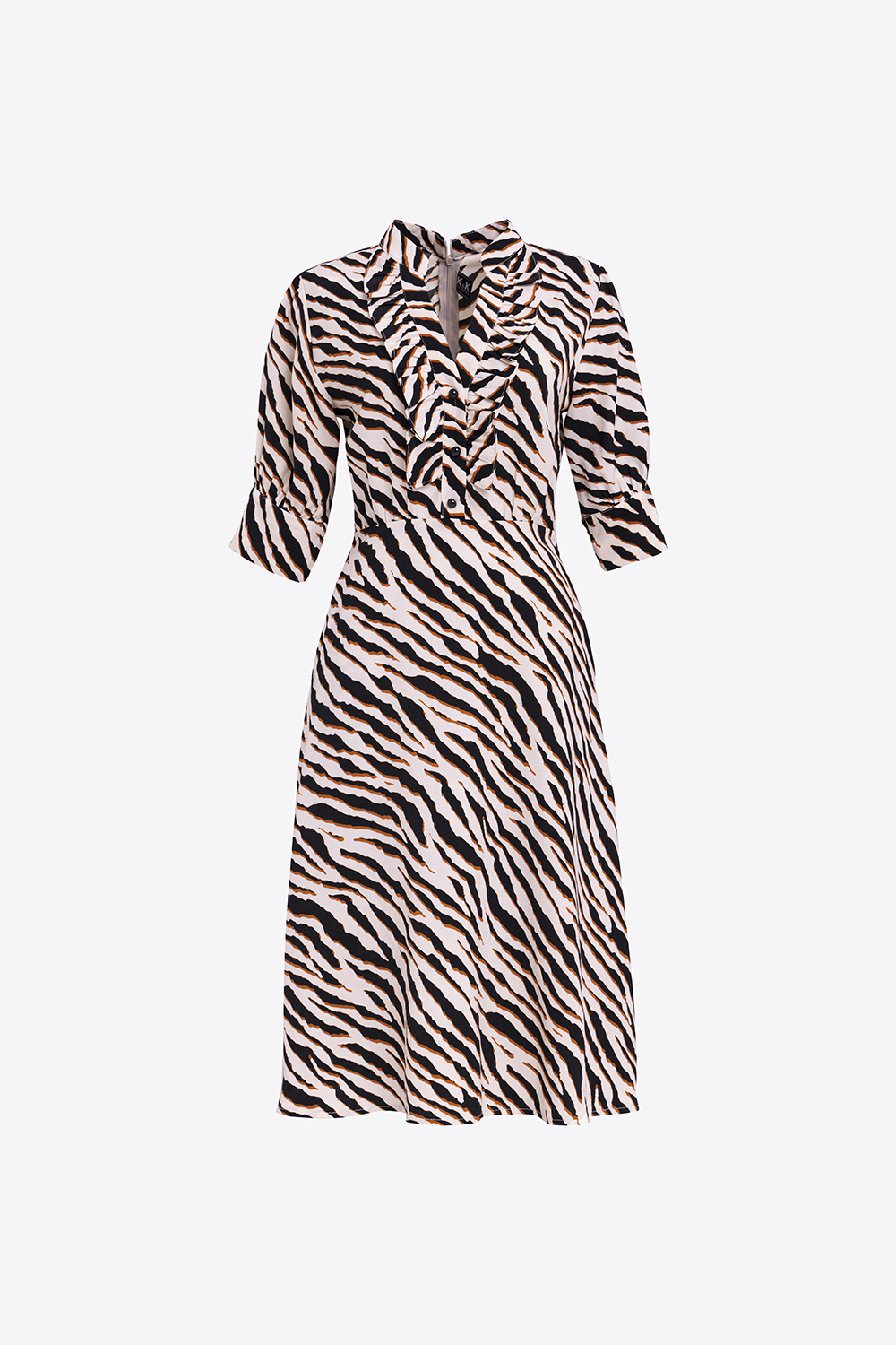 Đầm xòe tay lỡ họa tiết beo 