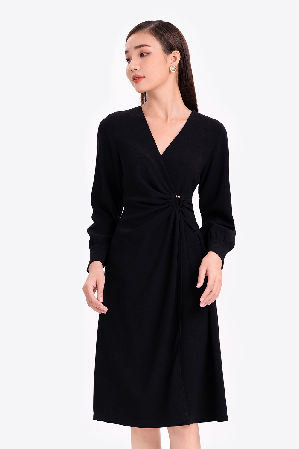 Đầm chữ A công sở nhấn eo 