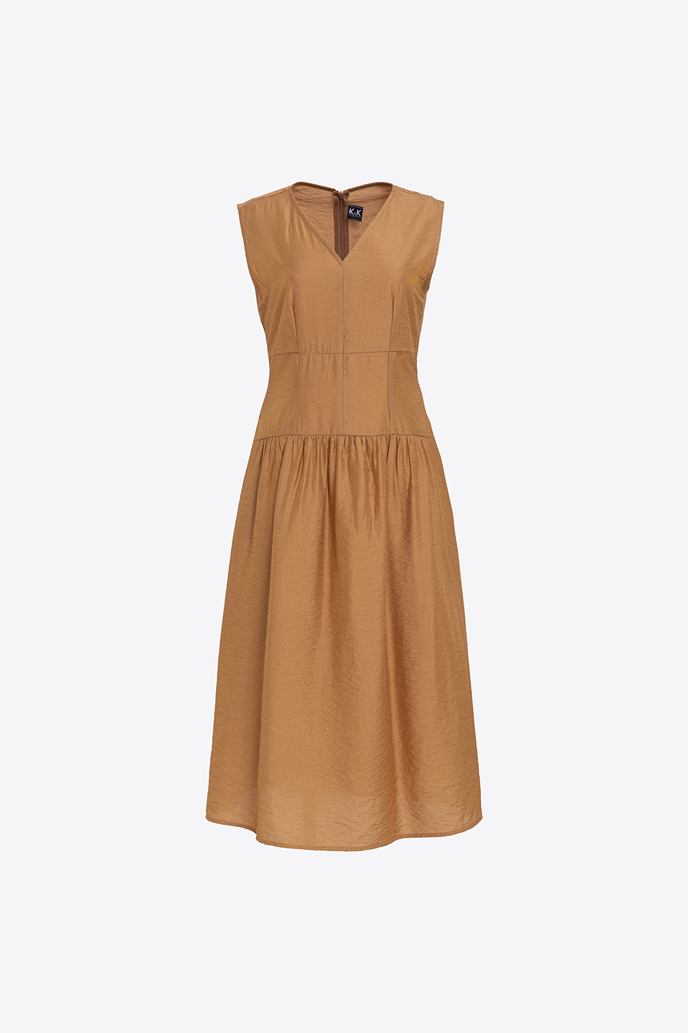 Đầm midi dáng xòe sát nách 