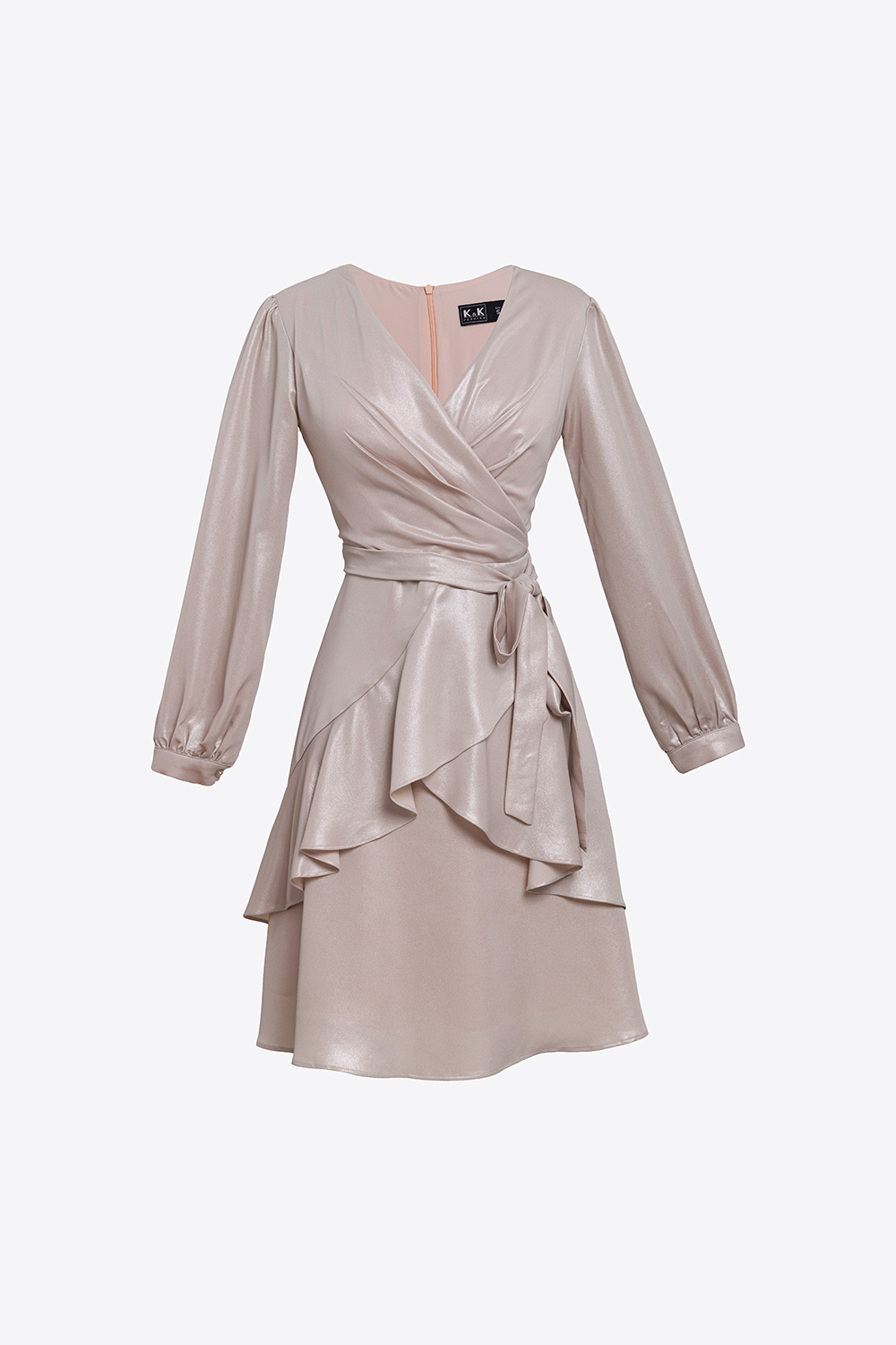 Đầm lụa dự tiệc dáng xòe tùng đắp chéo