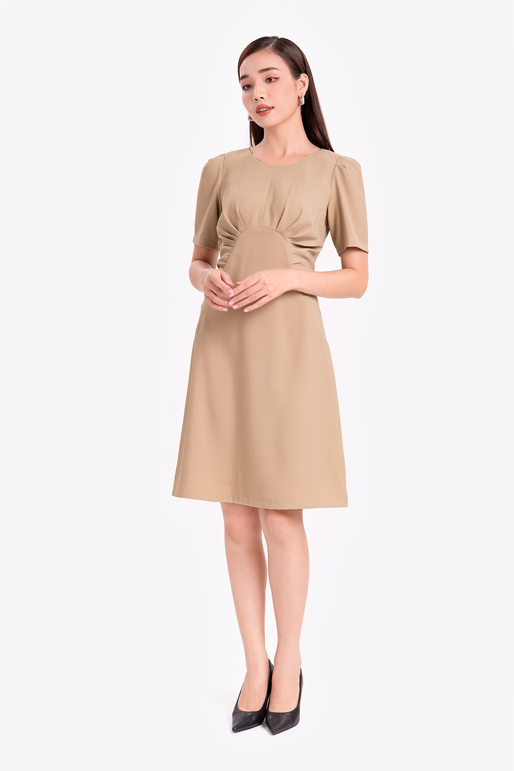 Đầm chữ A xếp ly chân ngực 