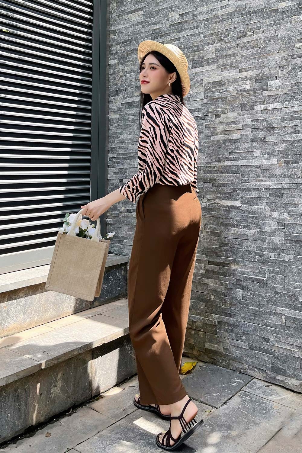 Áo sơ mi nữ công sở họa tiết beo