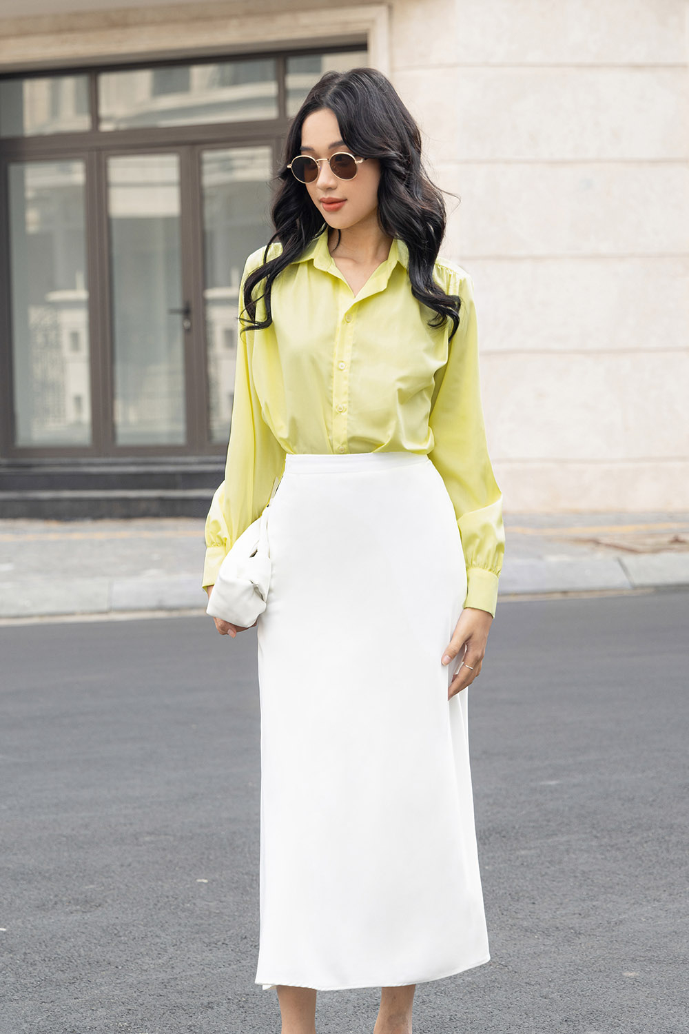 Áo sơ mi nữ công sở màu vàng 