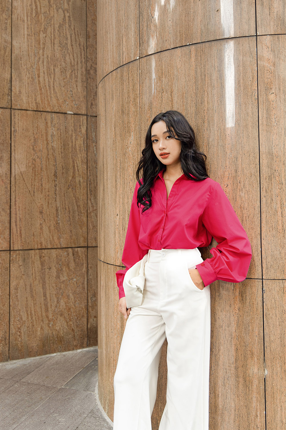 Áo sơ mi nữ hàn quốc màu hồng 