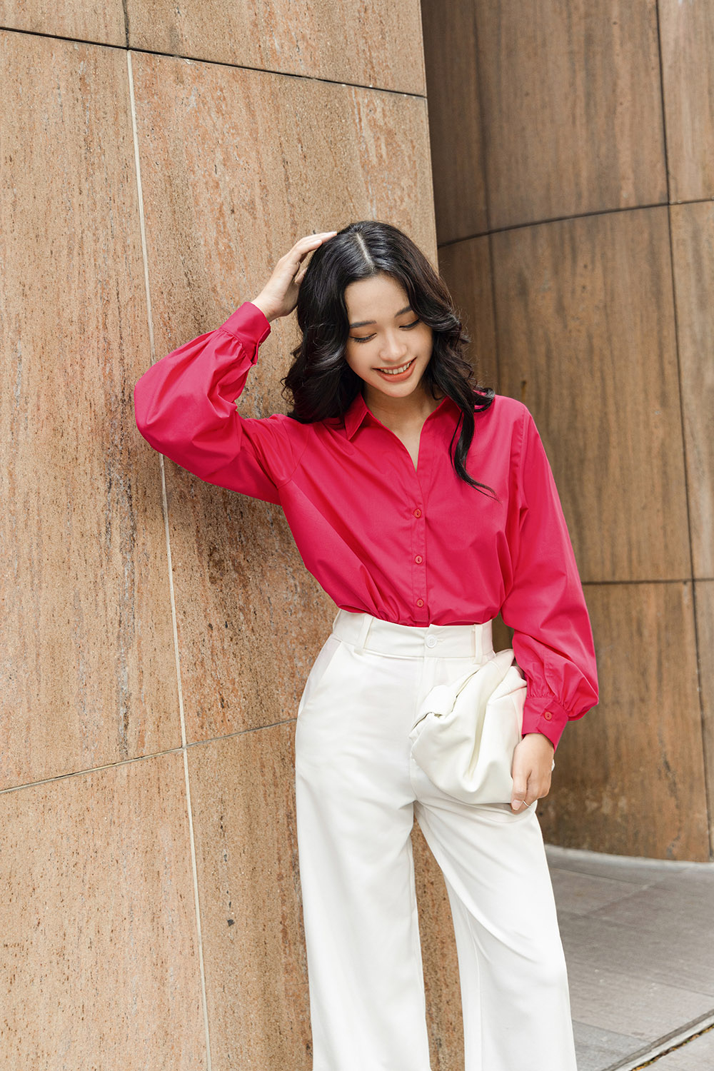 Áo sơ mi nữ hàn quốc màu hồng 