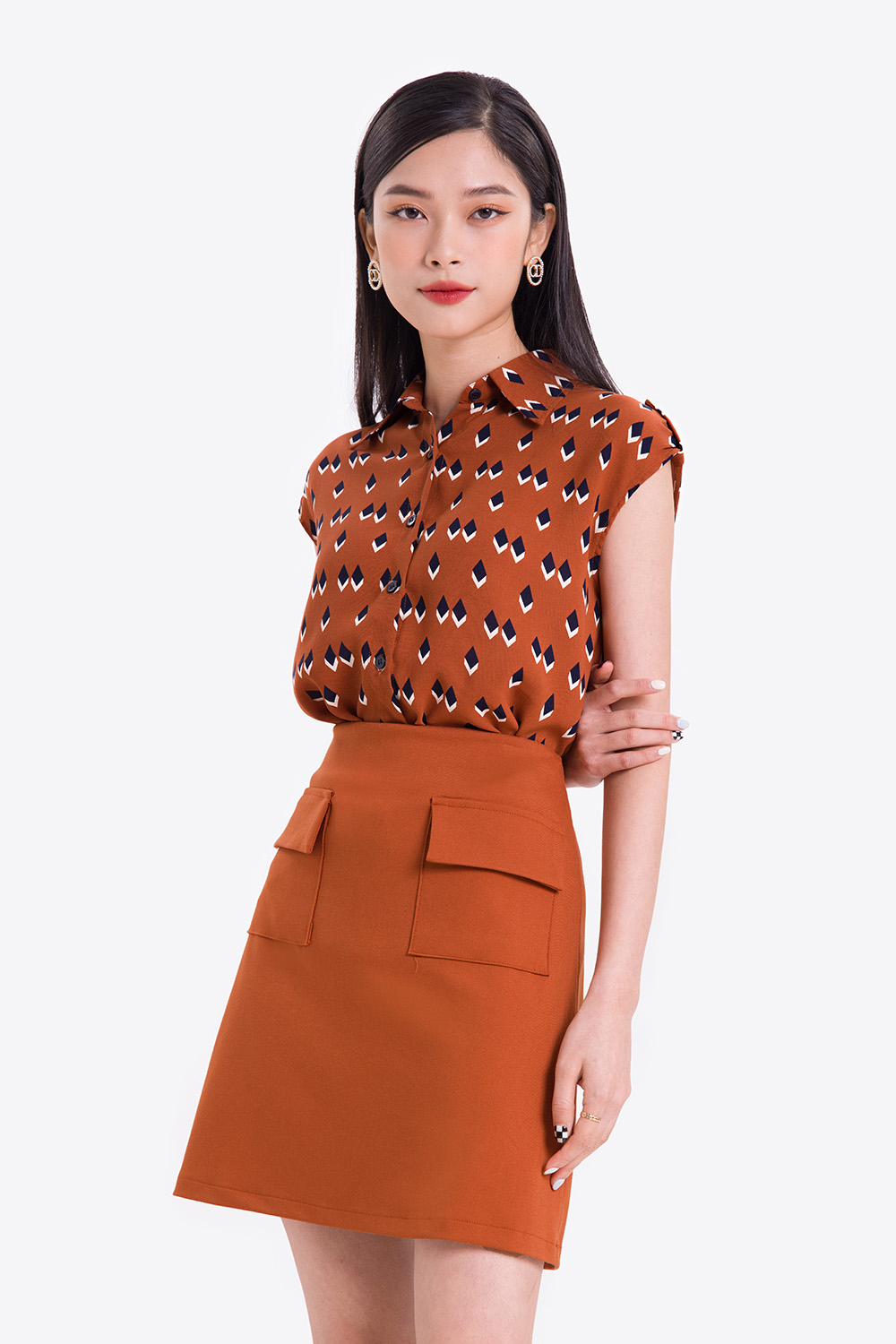 Áo sơ mi công sở nữ họa tiết 