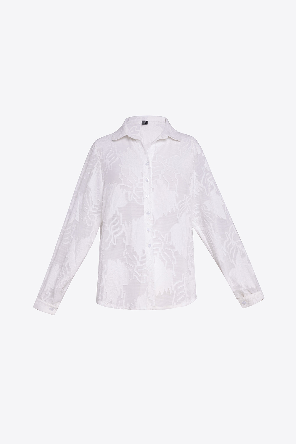 Áo sơ mi trắng in họa tiết nổi xuyên thấu
