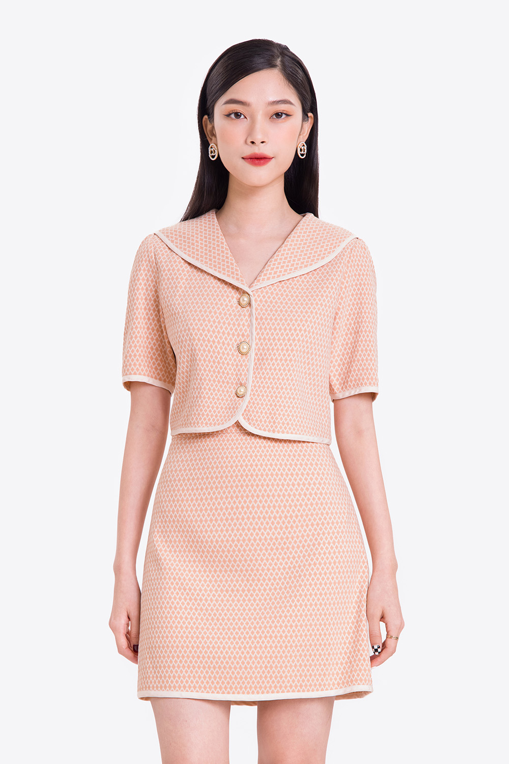 Chân váy chữ A ngắn họa tiết caro 