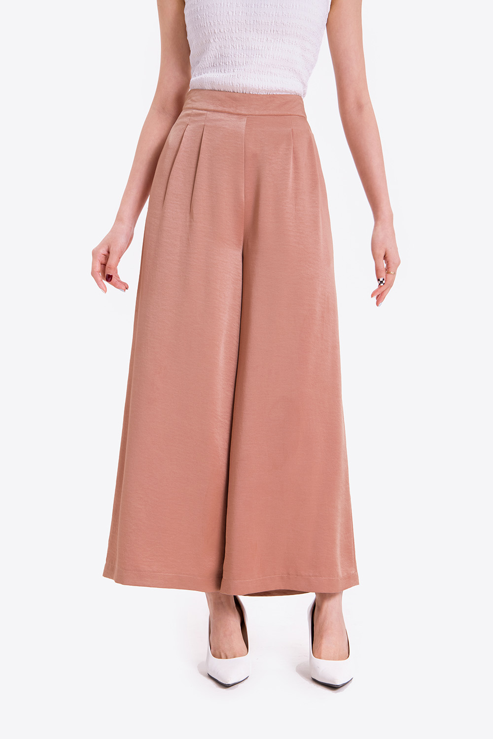 Quần công sở ống rộng lưng cao 