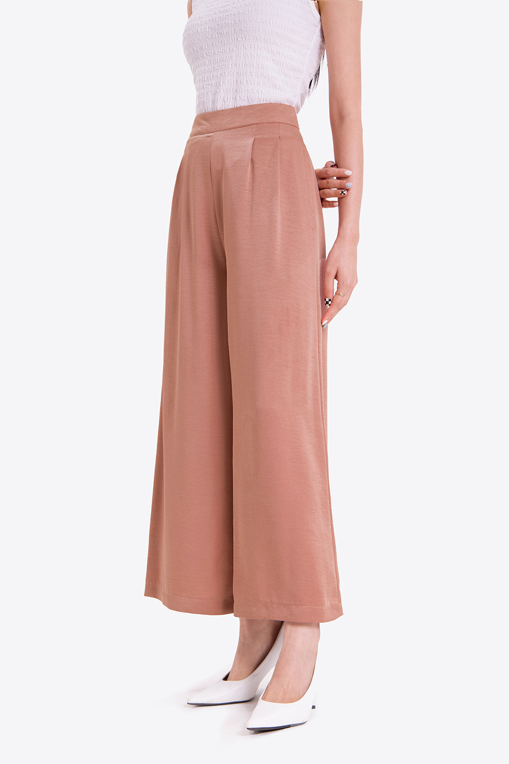 Quần công sở ống rộng lưng cao 