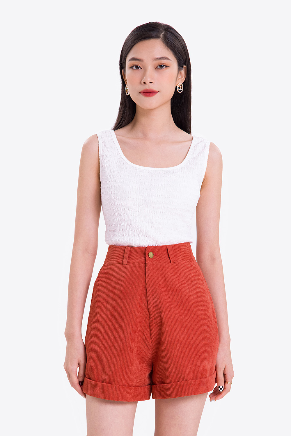 Quần đùi nữ nhung tăm 