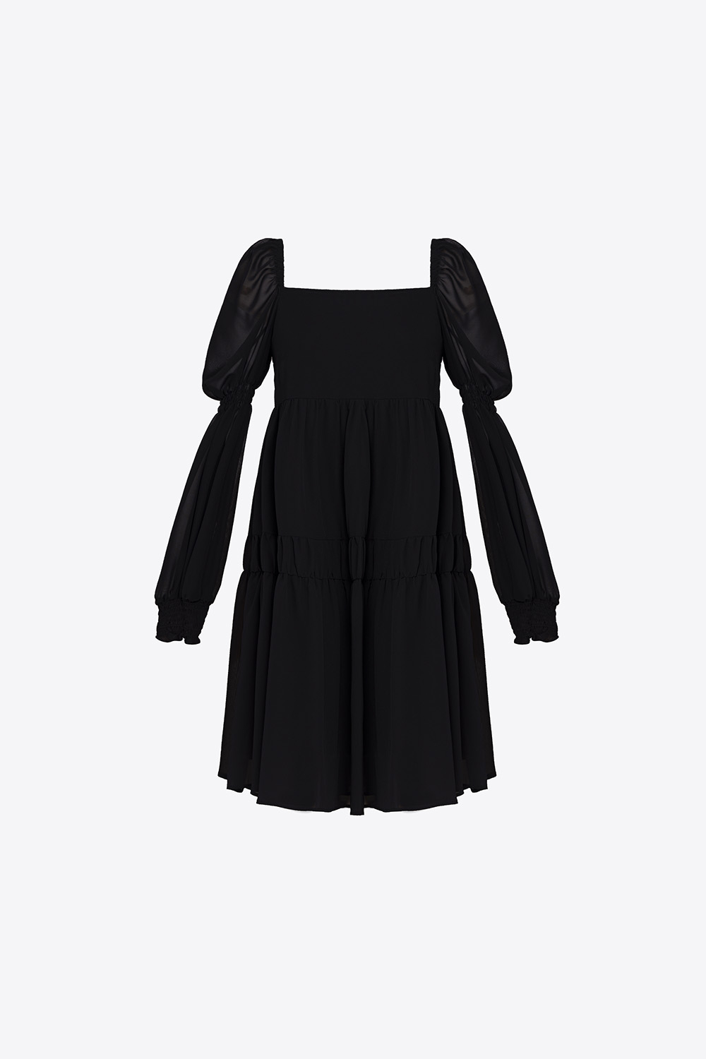 Đầm đen babydoll tay dài bo thun 