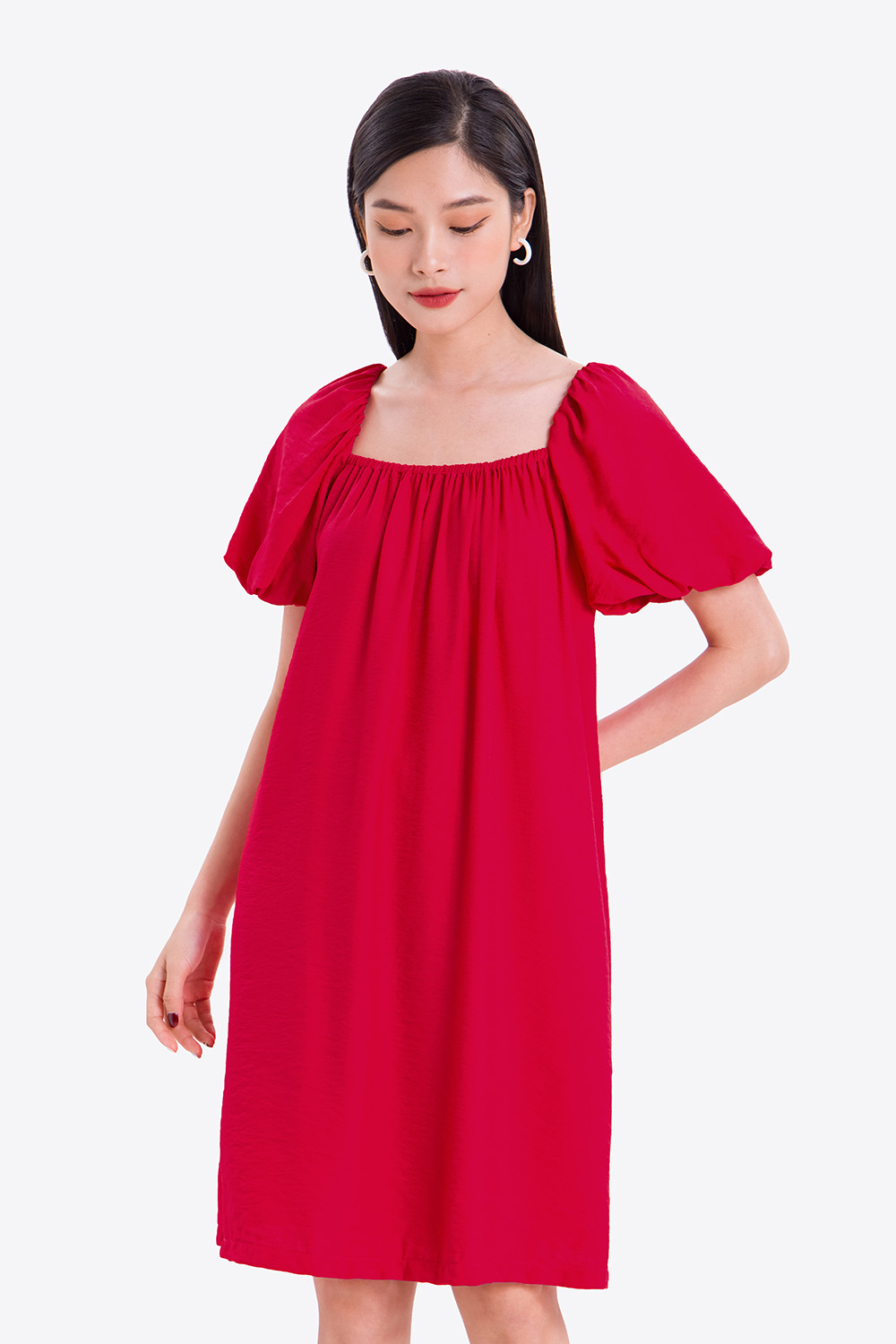 Đầm nữ dáng suông tay phồng 