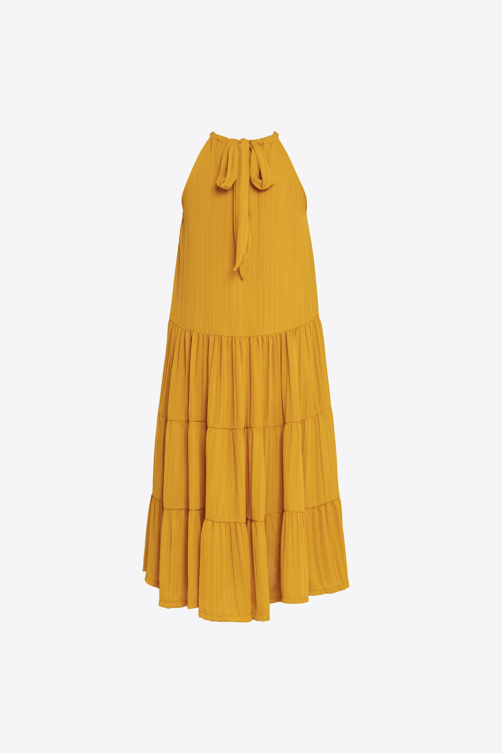 Đầm maxi cổ yếm phối nơ phía sau 