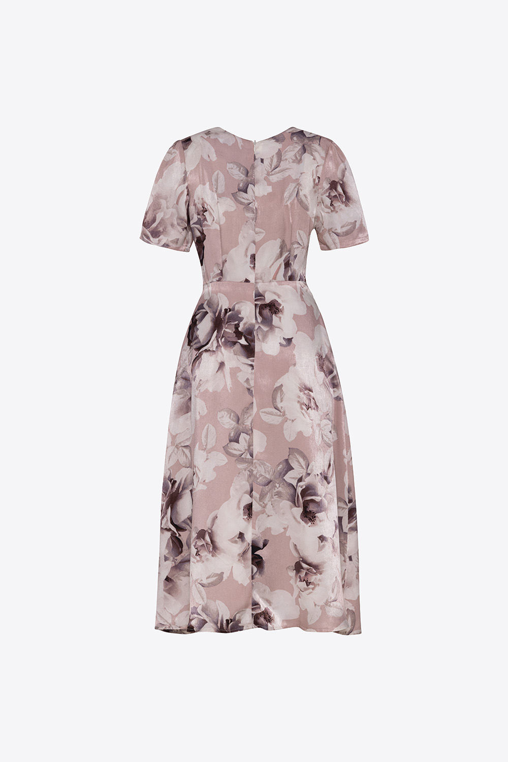 Đầm hoa dáng chữ A cổ tim phối nút 